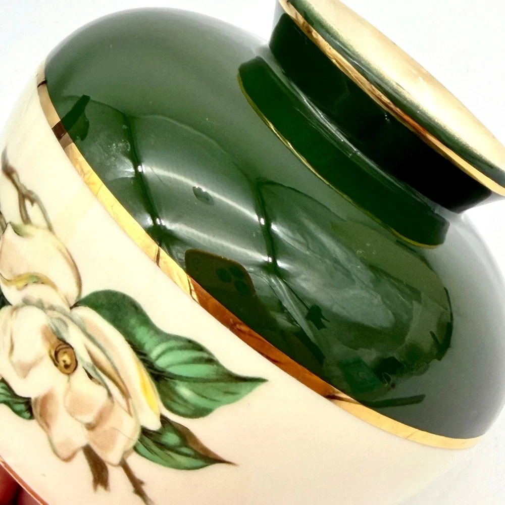 Vtg Homer Laughlin Cavalier Eggshell Magnolia Green Lidded Sugar Bowl 1953